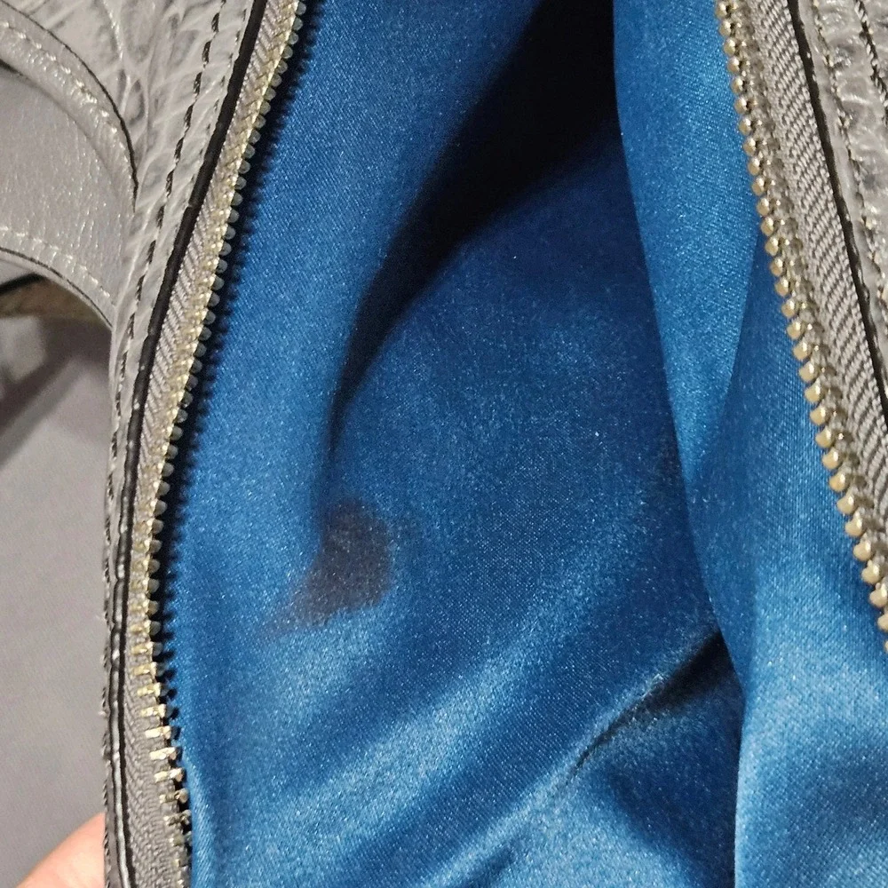 Coach Chelsea Jayden Gray Croc‎ Embossed Leather Hobo Bag 18761 Blue Lining